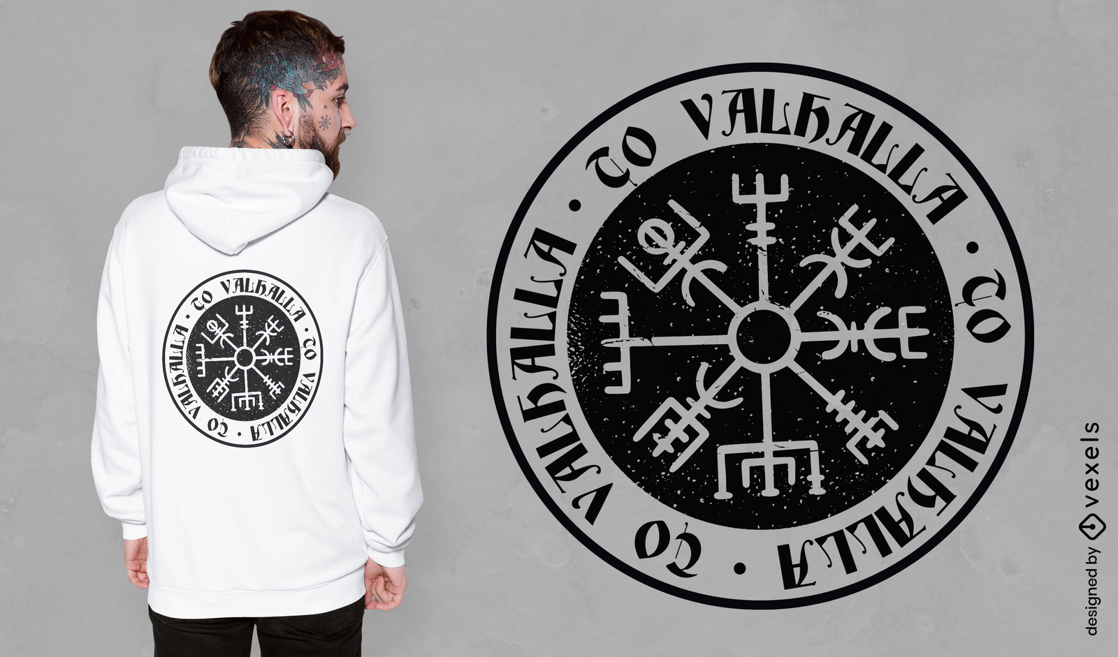 Design de camiseta com bússola Vegvisir