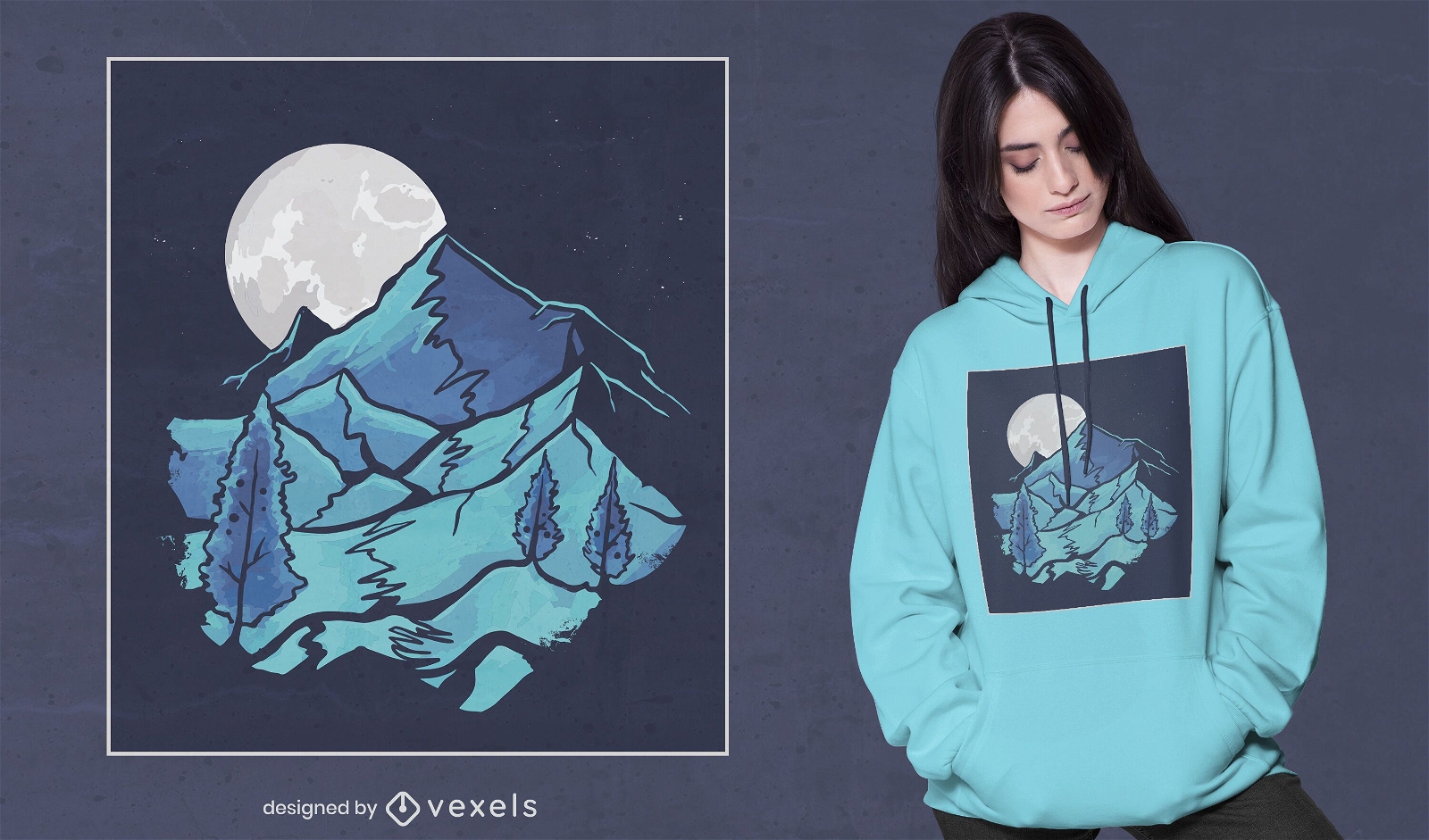 Design de camiseta com paisagem da lua