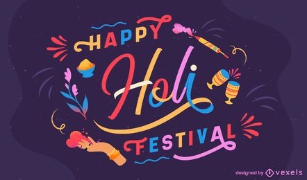 Diseño de letras feliz festival holi