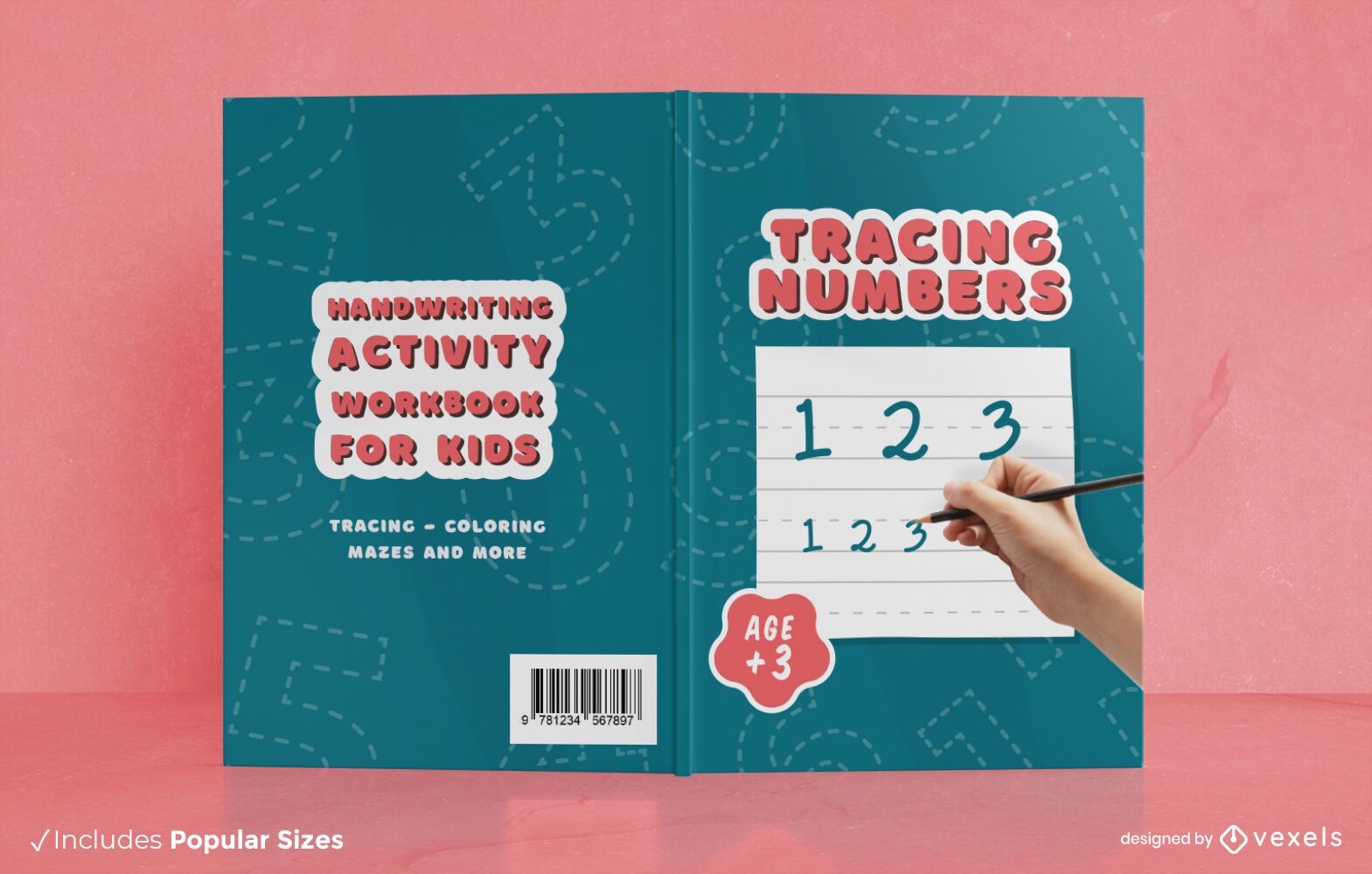 Diseño de portada de libro de actividades de escritura a mano