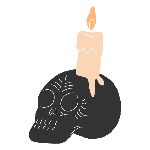 Calavera negra con vela Diseño PNG