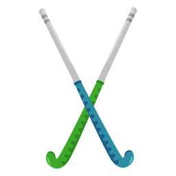 Palos de hockey azul y verde planos Diseño PNG