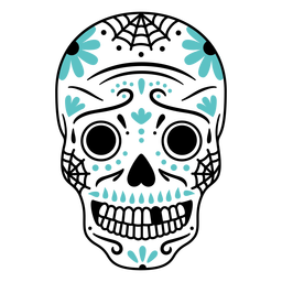 Trazo de color de telaraña de calavera azul Diseño PNG