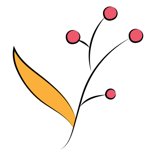 Zweig mit gelbem Blatt flach PNG-Design