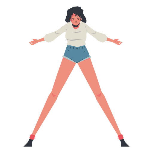 Casual girl arms extended character PNG Design