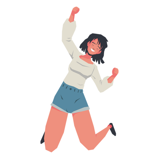 Casual girl cheering character PNG Design