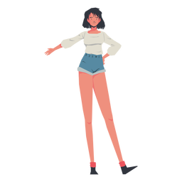 Garota casual mostrando personagem Desenho PNG
