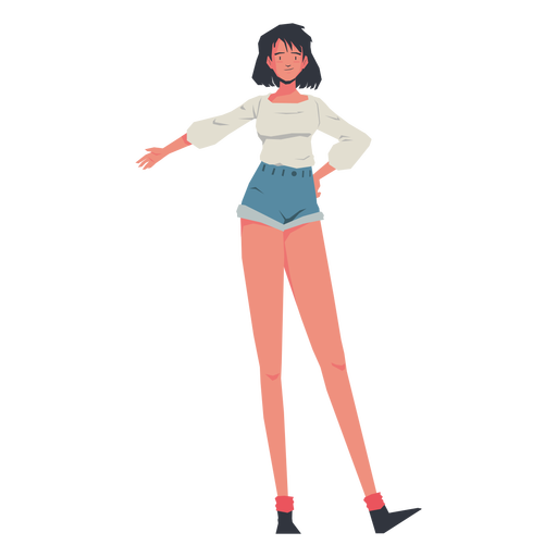 Casual girl showing character PNG Design