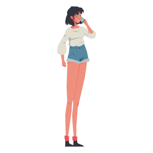 Casual girl speaking phone character PNG Design