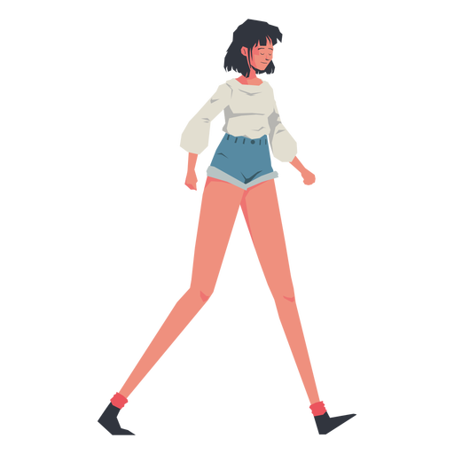 Casual girl walking character PNG Design