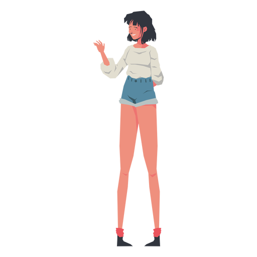 Casual girl waving character PNG Design