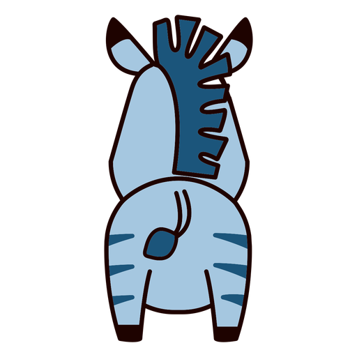 Nettes blaues hinteres Zebra flach PNG-Design