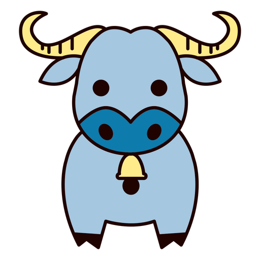 Cute blue bull flat