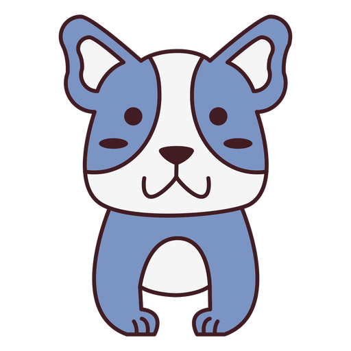 Cute blue dog flat PNG Design
