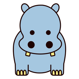 Cute blue hippo flat PNG Design