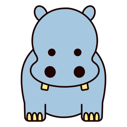 Cute blue hippo flat PNG Design