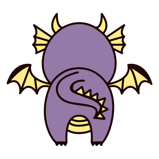 Cute dragon back flat PNG Design