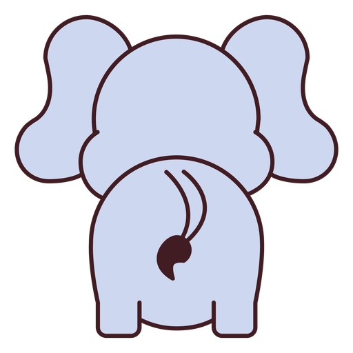 Cute elephant back flat PNG Design