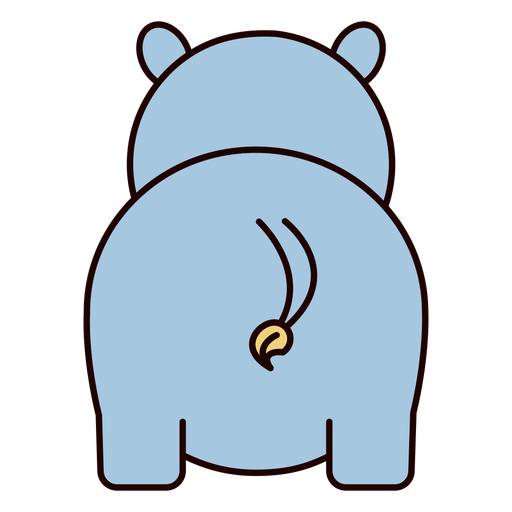 Cute hippo back flat PNG Design