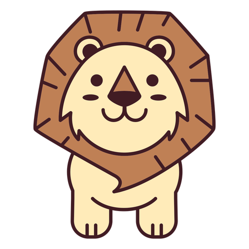 Cute lion flat PNG Design