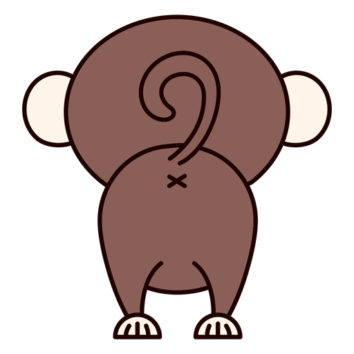 Cute monkey back flat PNG Design