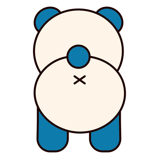 Urso de panda fofo de costas achatadas Desenho PNG