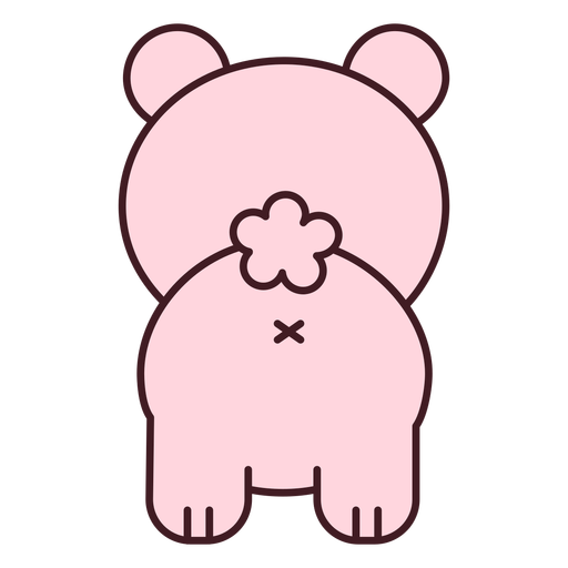 Cute pink bear back flat PNG Design