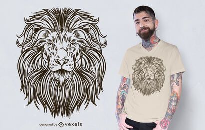 Diseño de camiseta león dibujado a mano