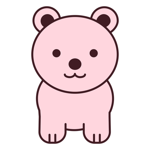 Cute pink bear flat PNG Design