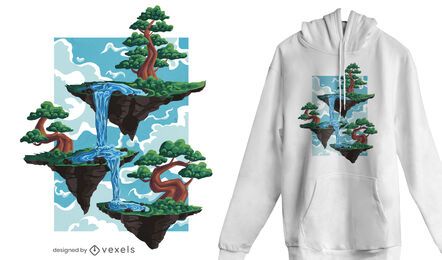 Diseño de camiseta de islas flotantes.
