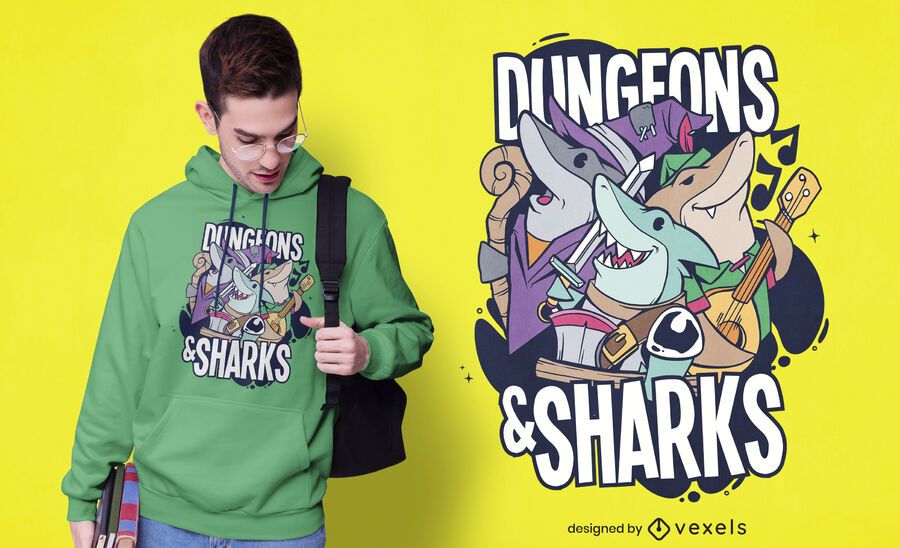 Dungeons & sharks t-shirt design Dungeons & sharks t-shirt design