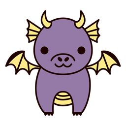 Cute Purple Dragon Flat PNG & SVG Design For T-Shirts