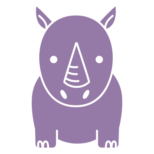Cute purple rhino cut out PNG Design