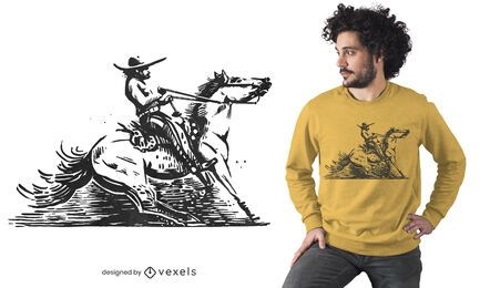 Diseño de camiseta de vaquero mexicano.