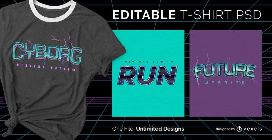 Futuristic text scalable t-shirt psd Futuristic text scalable t-shirt psd