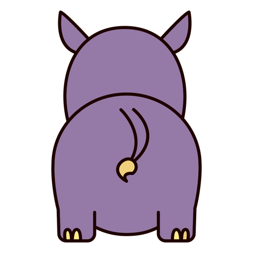Lindo rinoceronte espalda plana Diseño PNG