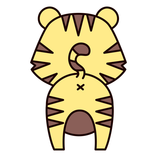 Cute tiger back flat PNG Design