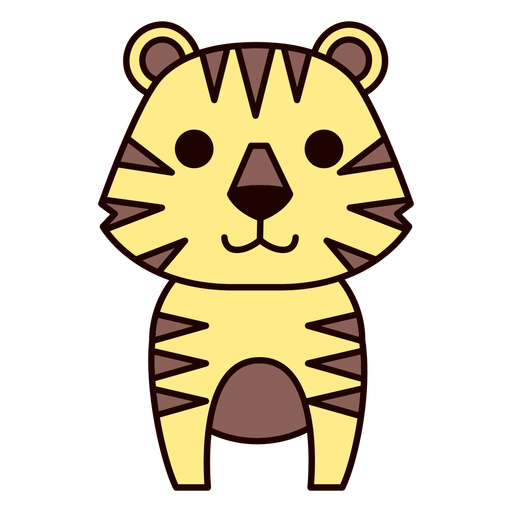 Cute tiger flat PNG Design