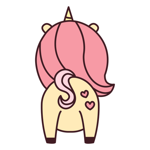 Cute unicorn back flat PNG Design