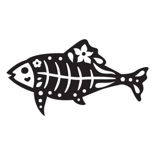 Cráneo de pescado cortado Diseño PNG