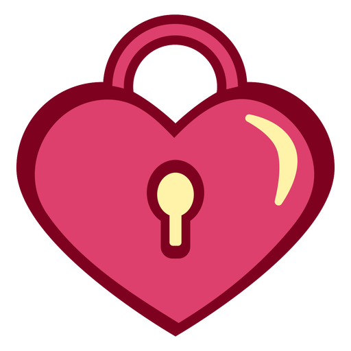 Heart lock flat PNG Design