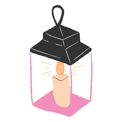 Lantern candle pink and black PNG Design