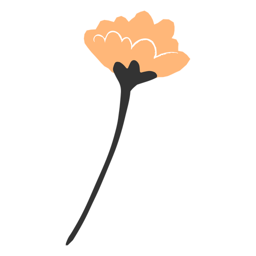 Orange flower stem flat PNG Design