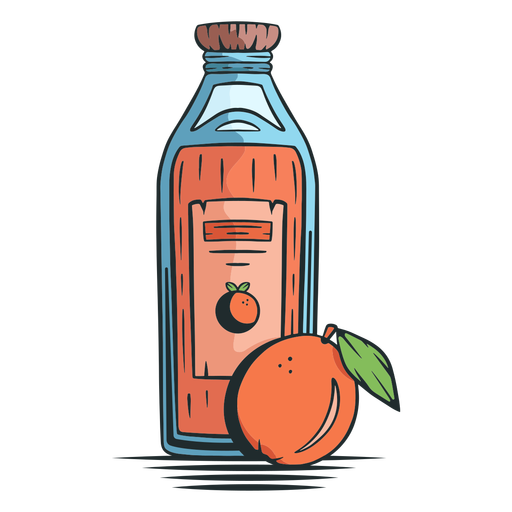 Orange juice bottle hand drawn
