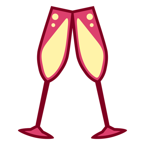 Pink champagne glasses flat PNG Design