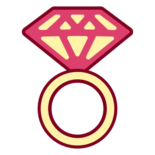Pink diamond ring flat PNG Design