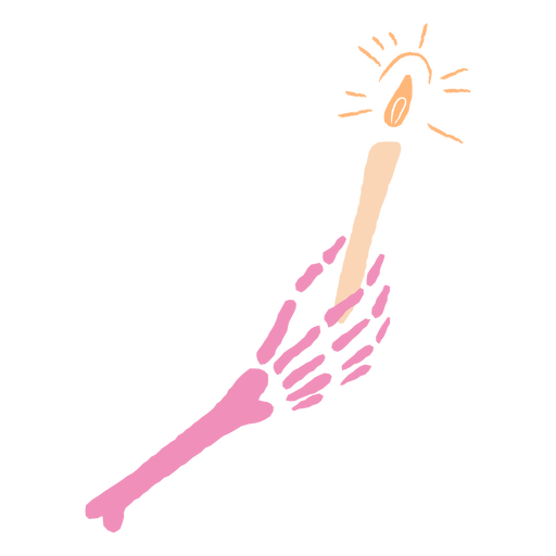Vela de mano esqueleto rosa plana Diseño PNG