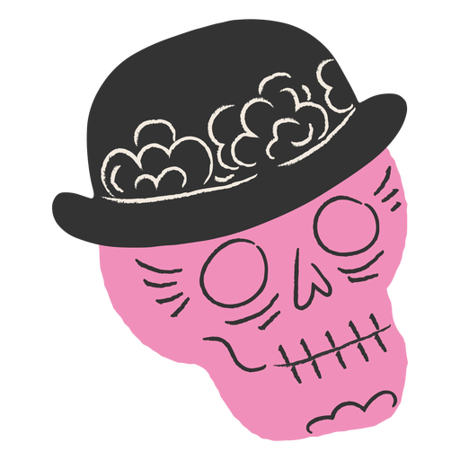 Caveira rosa com chapéu Desenho PNG