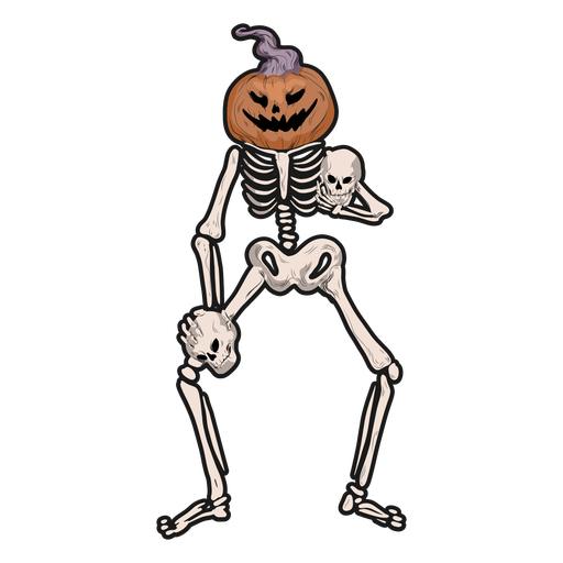 Pumpkin skeleton sticker