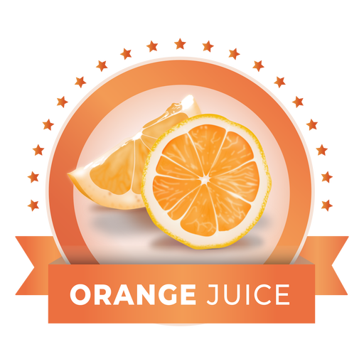 Etiqueta de jugo de naranja realista Diseño PNG